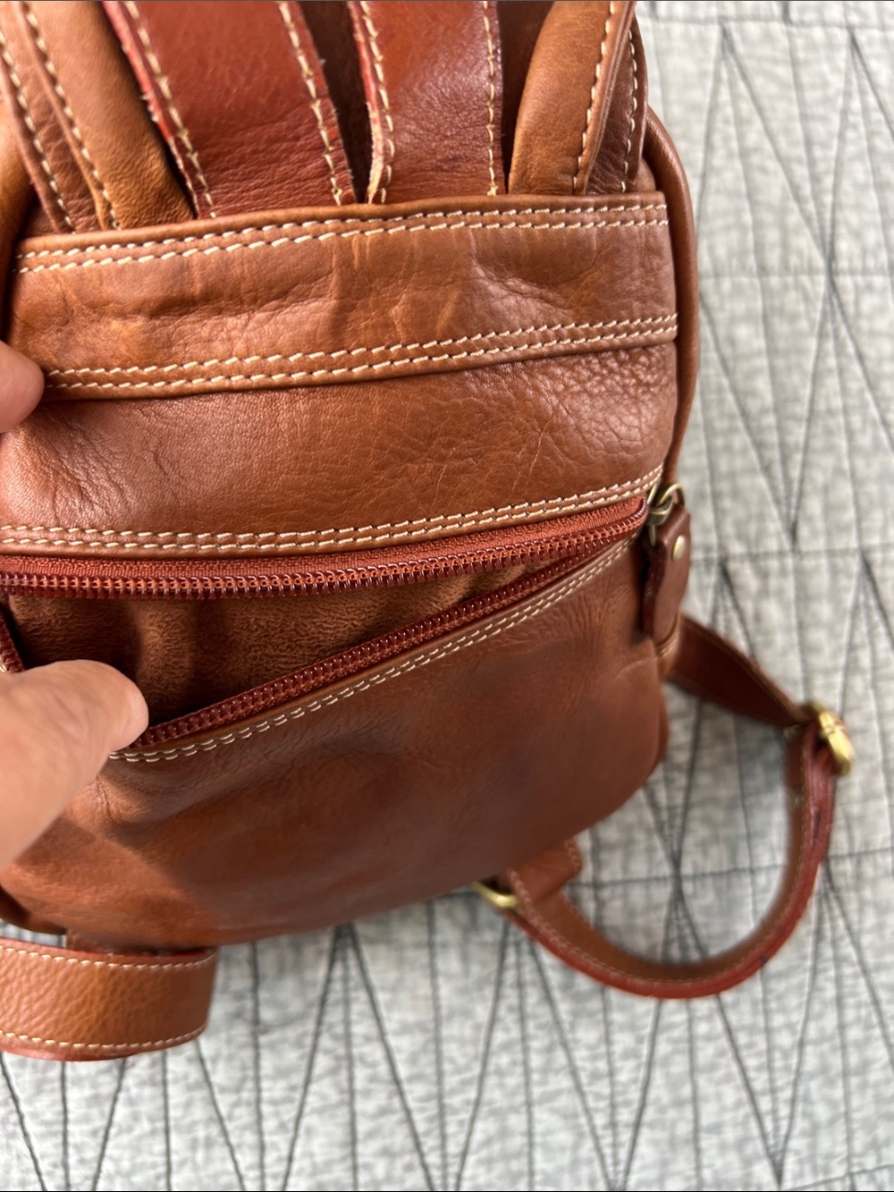 Source Unknown Tan Leather Mini Backpack - Picture 10 of 16
